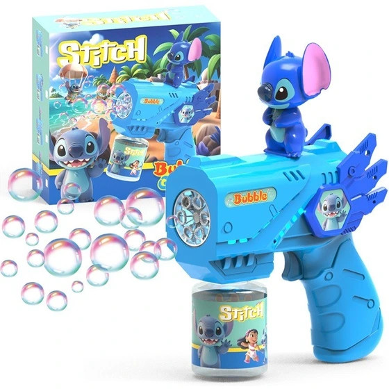 تفنگ حباب ساز مخزن دار طرح استیج باطری خور Stitch Bubble Gun 0155