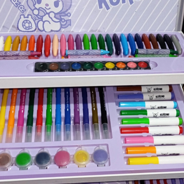 ست تحریر ۱۶۰ تکه چمدانی کرومی ساندریو اورجینال | Kuromi Stationery Set