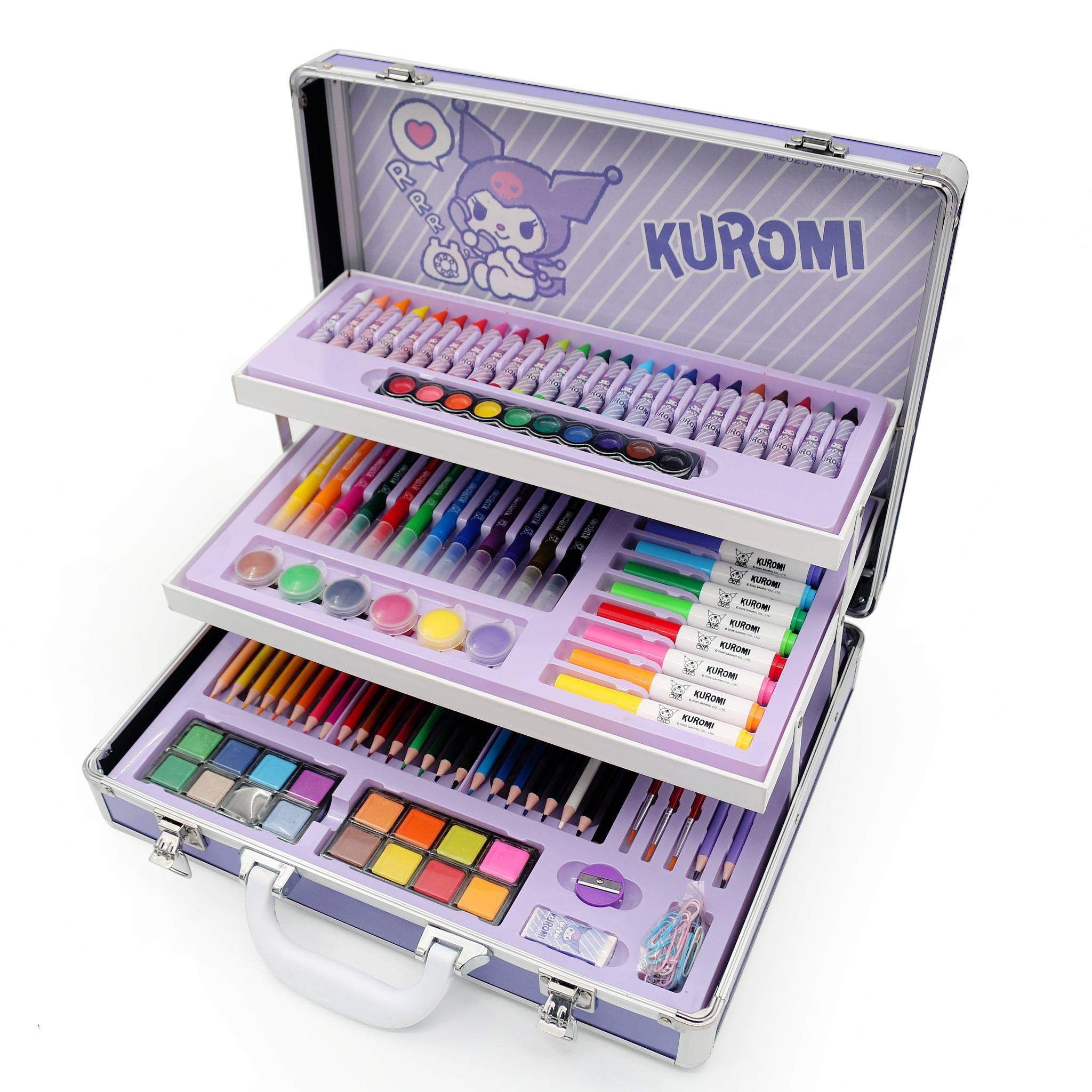 ست تحریر ۱۶۰ تکه چمدانی کرومی ساندریو اورجینال | Kuromi Stationery Set